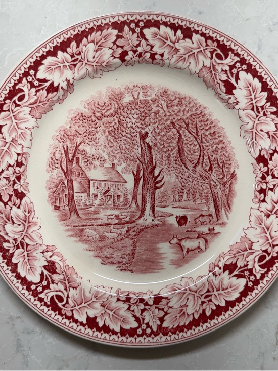 Homer Laughlin Other - Vintage Homer Laughlin Red Transferware Currier & Ives “Home Sweet Home” Plate
